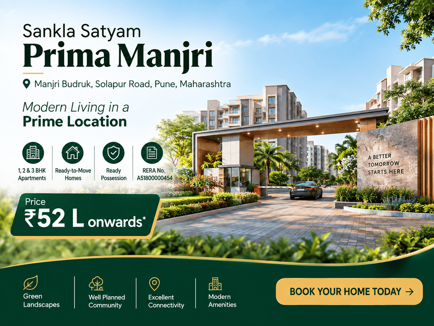 Sankla Satyam Prima Manjri - Ready 1, 2 & 3 BHK Apartments Pune
